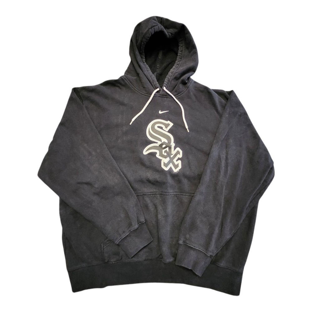 Chicago White Sox Nike Center Swoosh Hoodie Black Sweatshirt XXL Y2K 2000s VTG